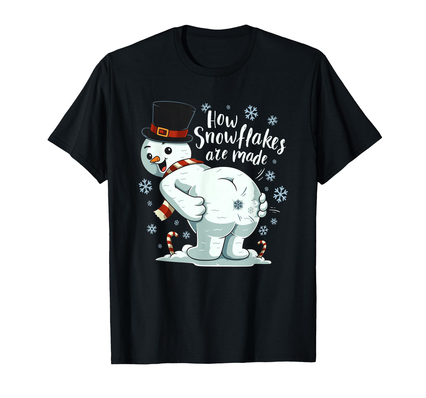 Farting Snowman Making Snowflake Christmas Winter T-Shirt