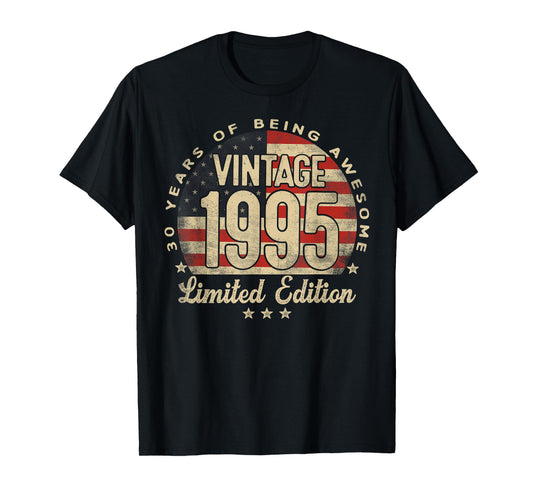 Vintage 1995 Limited Edition 30-Year-Old Gifts USA Flag T-Shirt