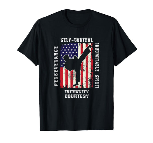 Cool American Flag Taekwondo Gift | Tae Kwon Do Martial Arts T-Shirt Small