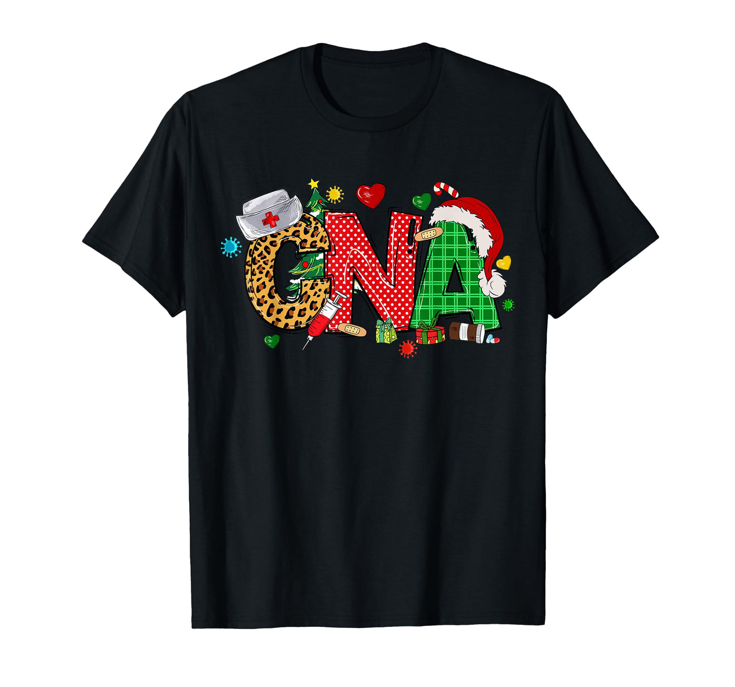 Barefoot Gang Nurse Life - Merry Christmas CNA Certified Nursing Assistant Unisex-Adults T-Shirt, Black, Small, Short Sleeve