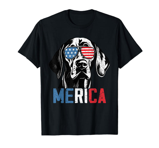 Patriotic Weimaraner Dog Merica 4th Of July Funny T-Shirt