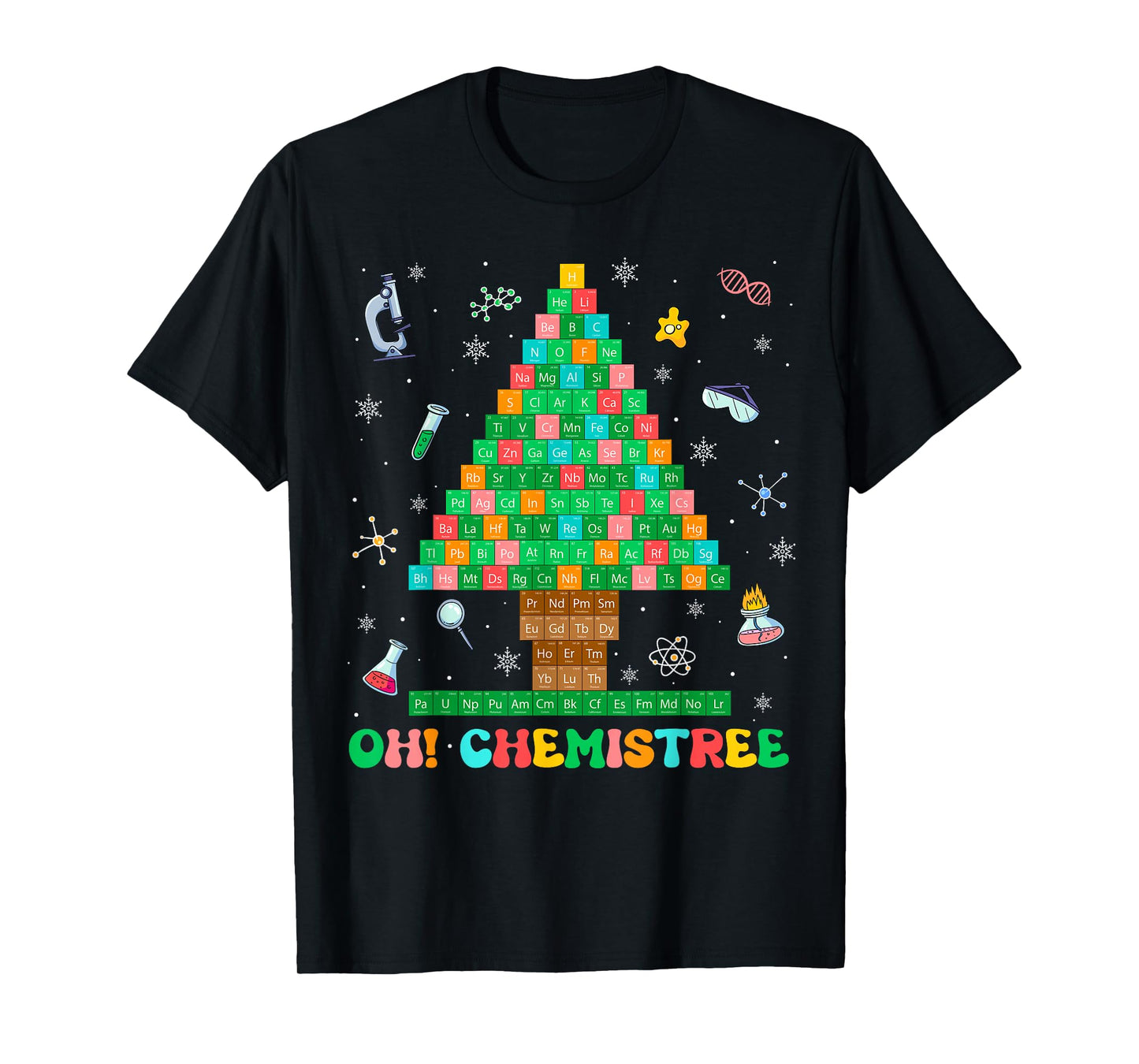 Oh Chemistree Chemistry Xmas Tree Science Periodic Table T-Shirt