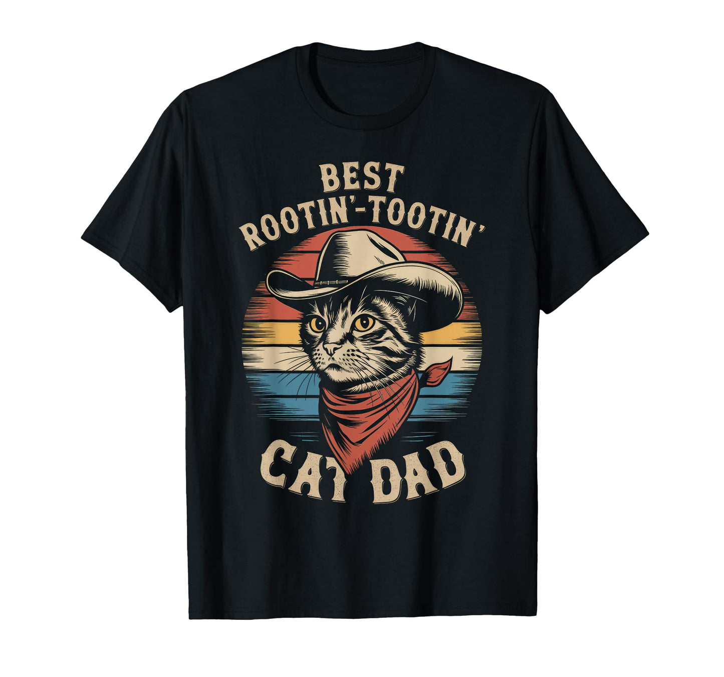 Cat Dad Cat Shirt Funny Fathers Day Cowboy Rootin Tootin T-Shirt