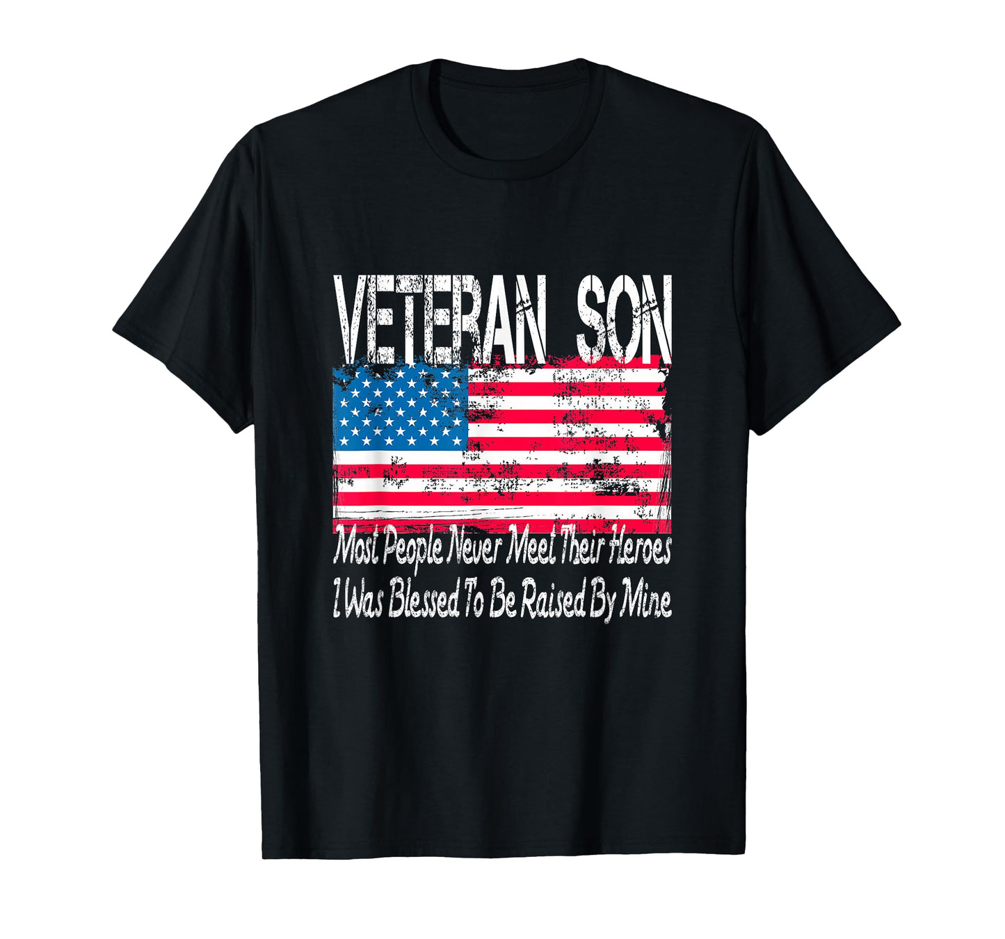 Vintage American Flag US Military Family Veteran Son T-Shirt