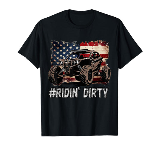 Riding Dirty American Flag UTV Side By Side 4th Of July T-Shirt