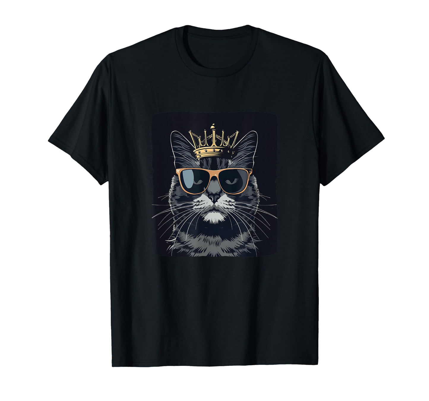 Funny Sunglasses Cat King with a Silly Crown T-Shirt