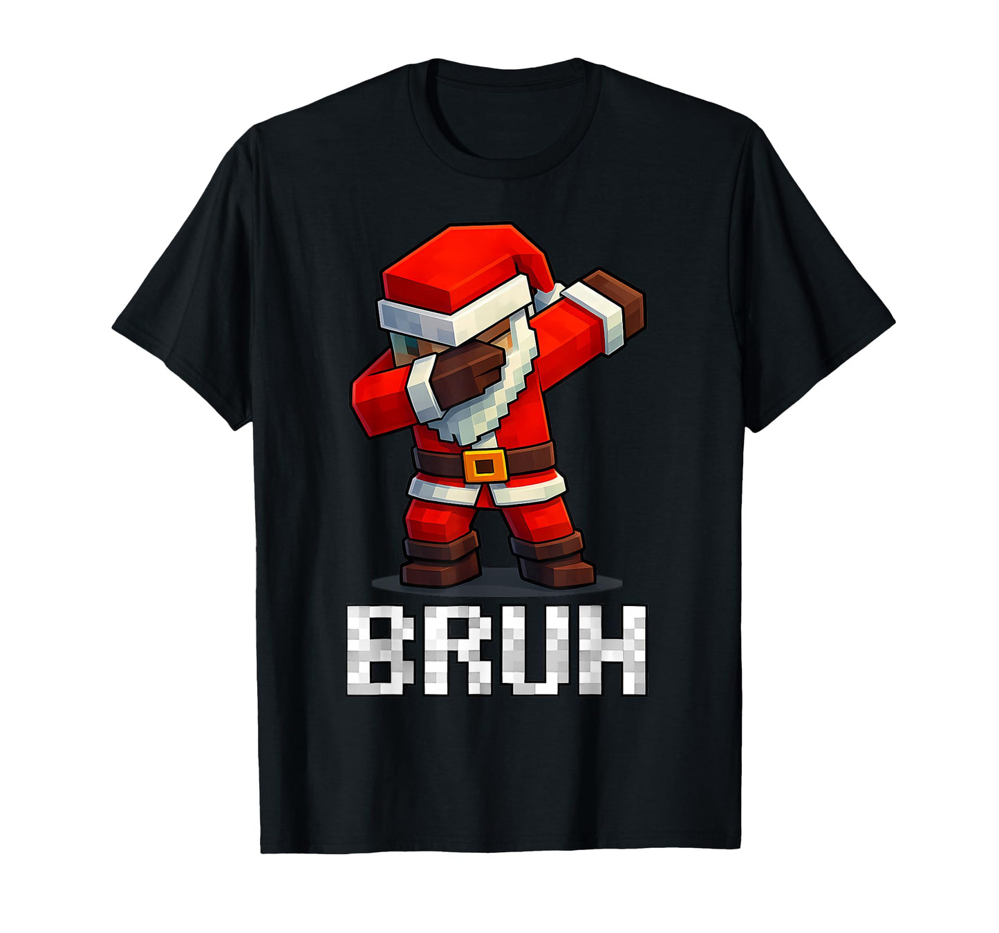 Bruh Christmas Santa Dabbing Gamer Pixel Men Boy Kid Xmas T-Shirt