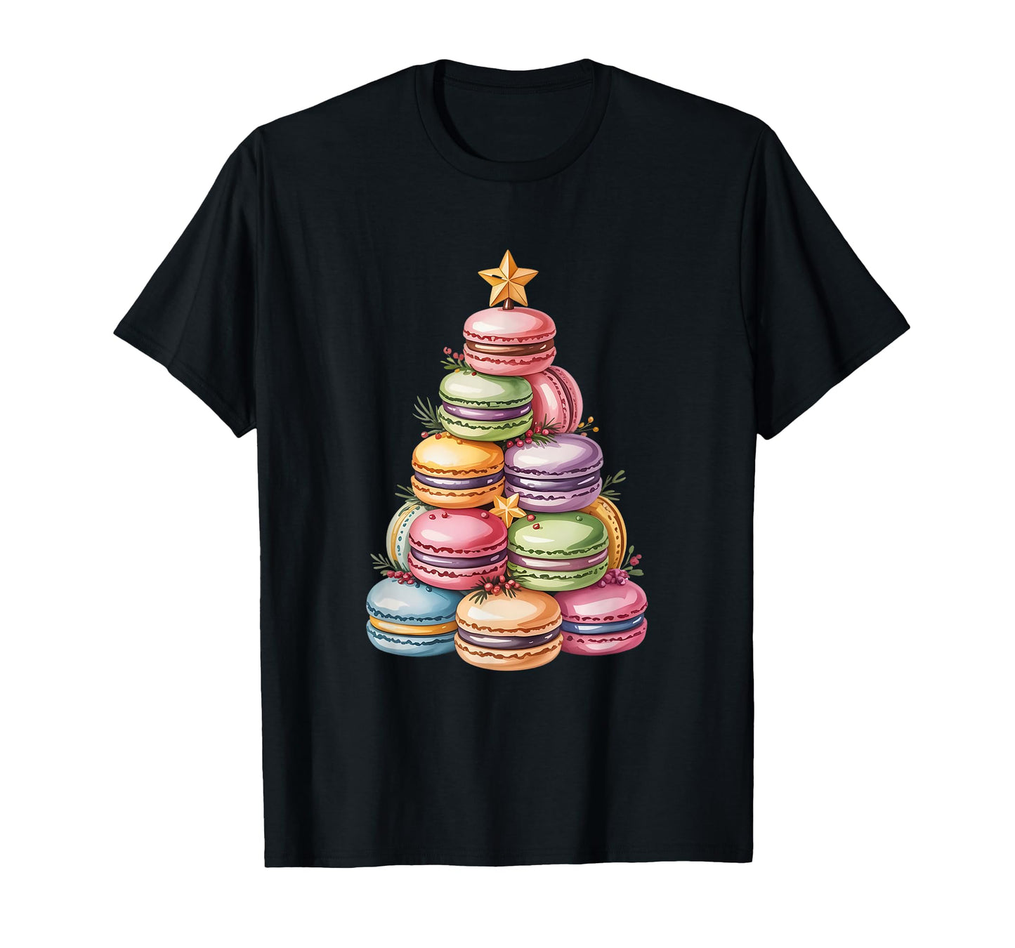Cute Macaron Cookie Christmas Tree Holiday Baking Aesthetic T-Shirt