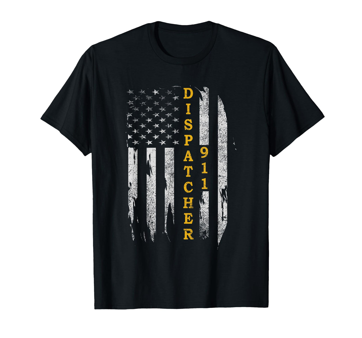 Thin Gold Line Flag American USA Patriotic 911 Dispatcher T-Shirt