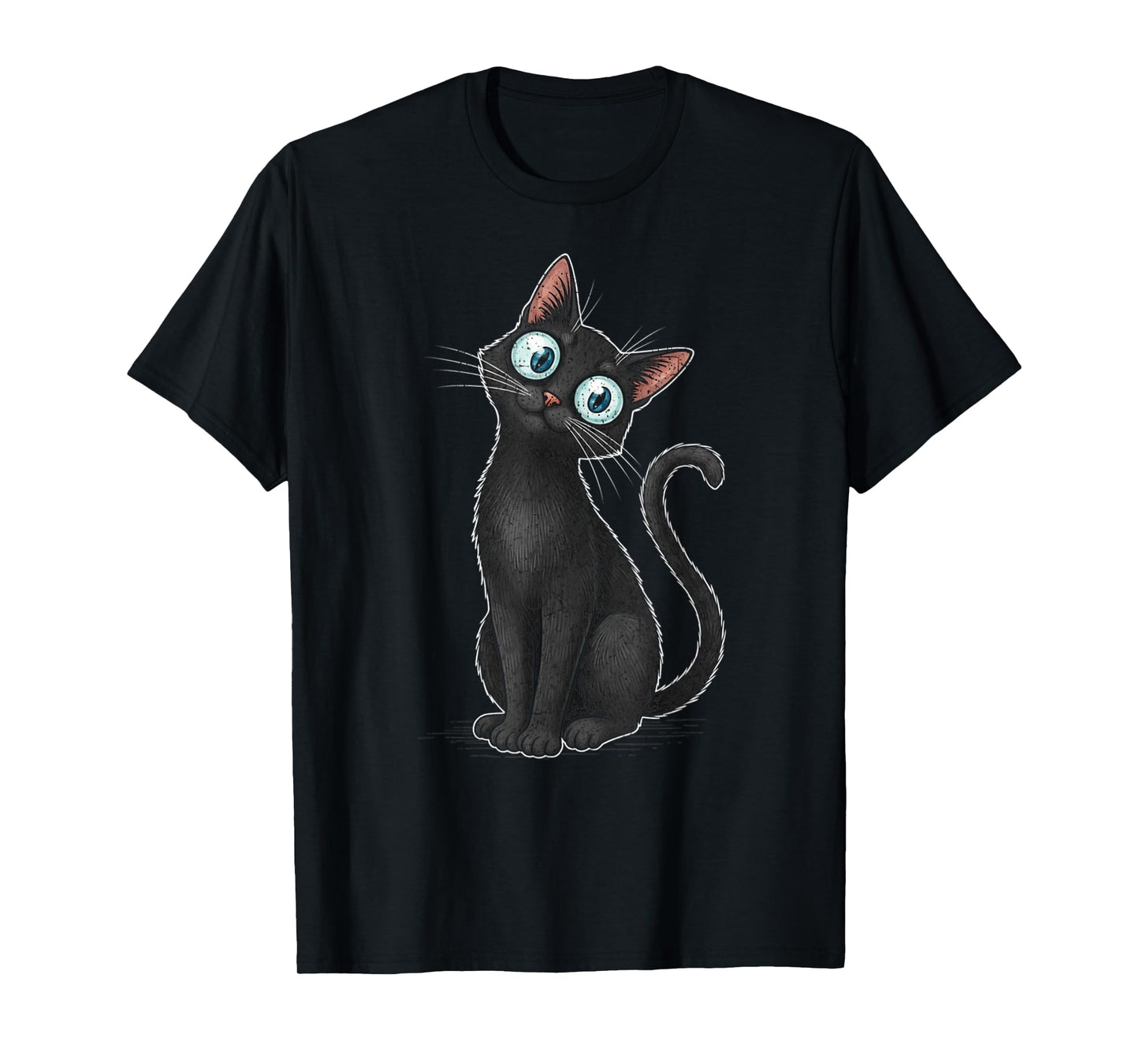 Womens Creepy Cat Cute Cat Meme Funny Black Cat Kitten Lover T-Shirt