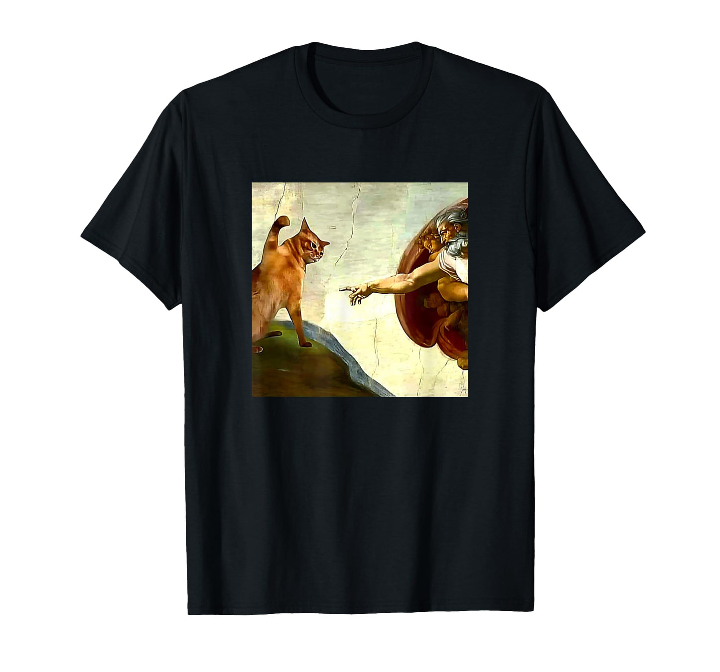 Funny Cat God Creation of Adam Meme Jesus Christian T-Shirt