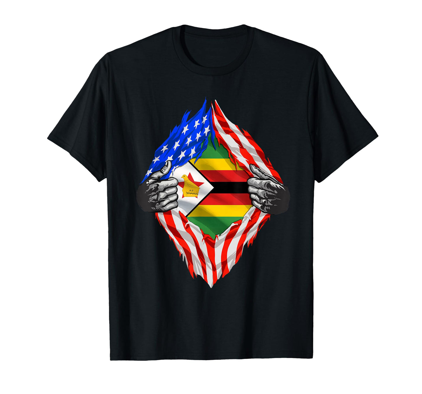 Super Zimbabwean Heritage Proud Zimbabwe Roots USA Flag T-Shirt