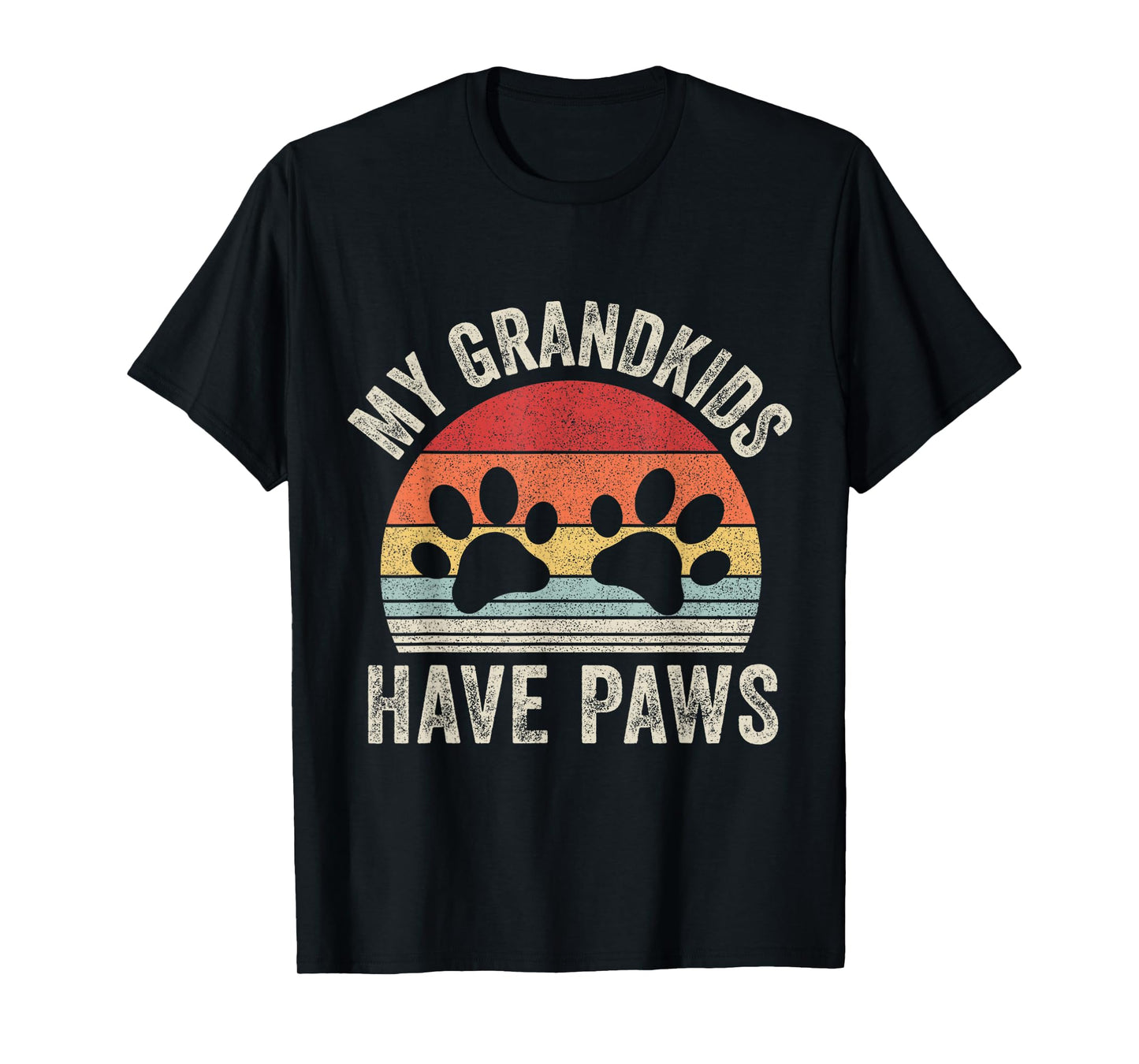 Vintage Retro My Grandkids Have Paws Dog Grandma T-Shirt