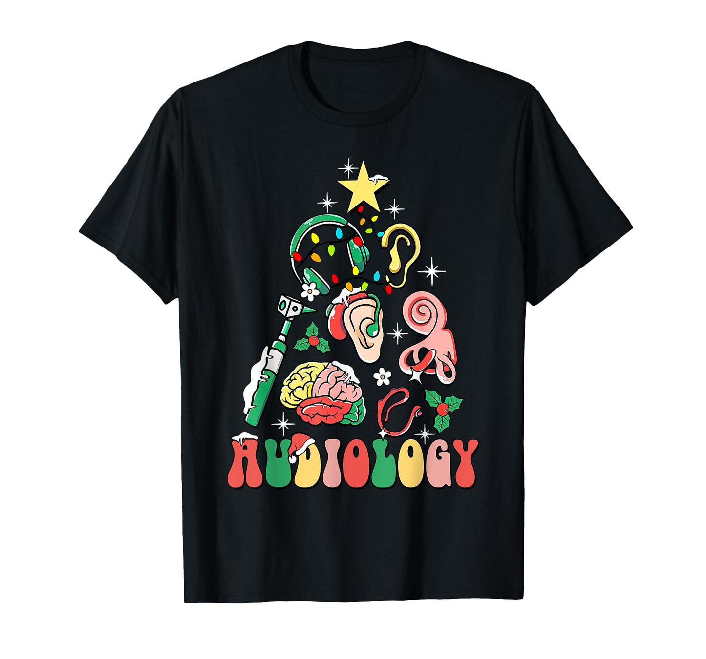 Audiology Christmas Tree Audiologist Squad Healthcare Worker T-Shirt