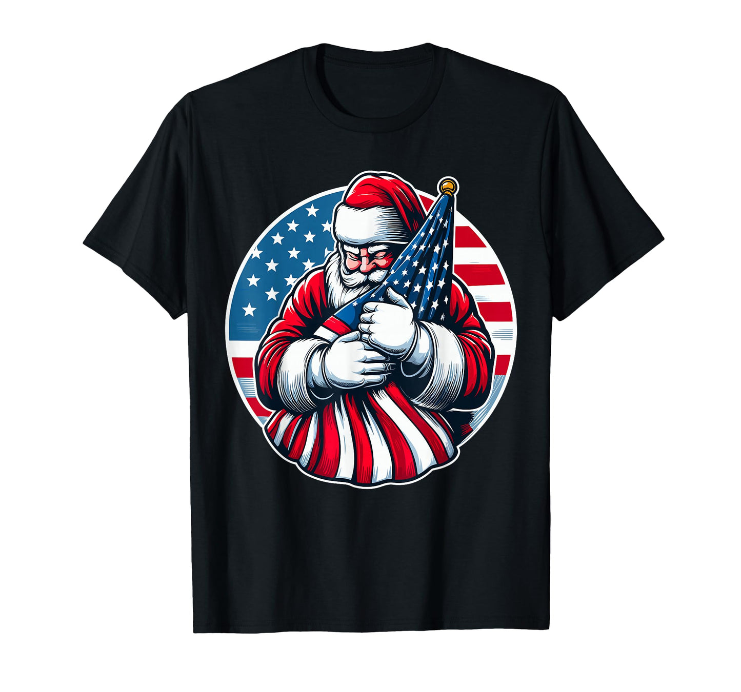 Patriotic Santa Claus For Men Women USA Flag Christmas T-Shirt