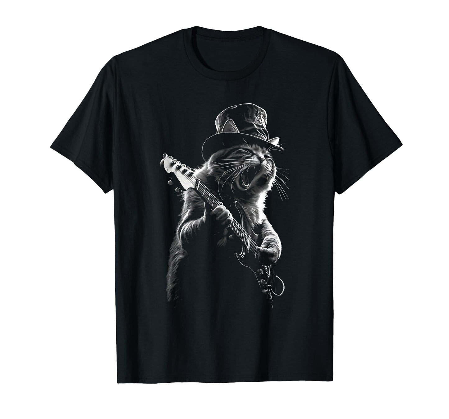 Rock Star Cat Playing Guitar Graphic T-Shirt