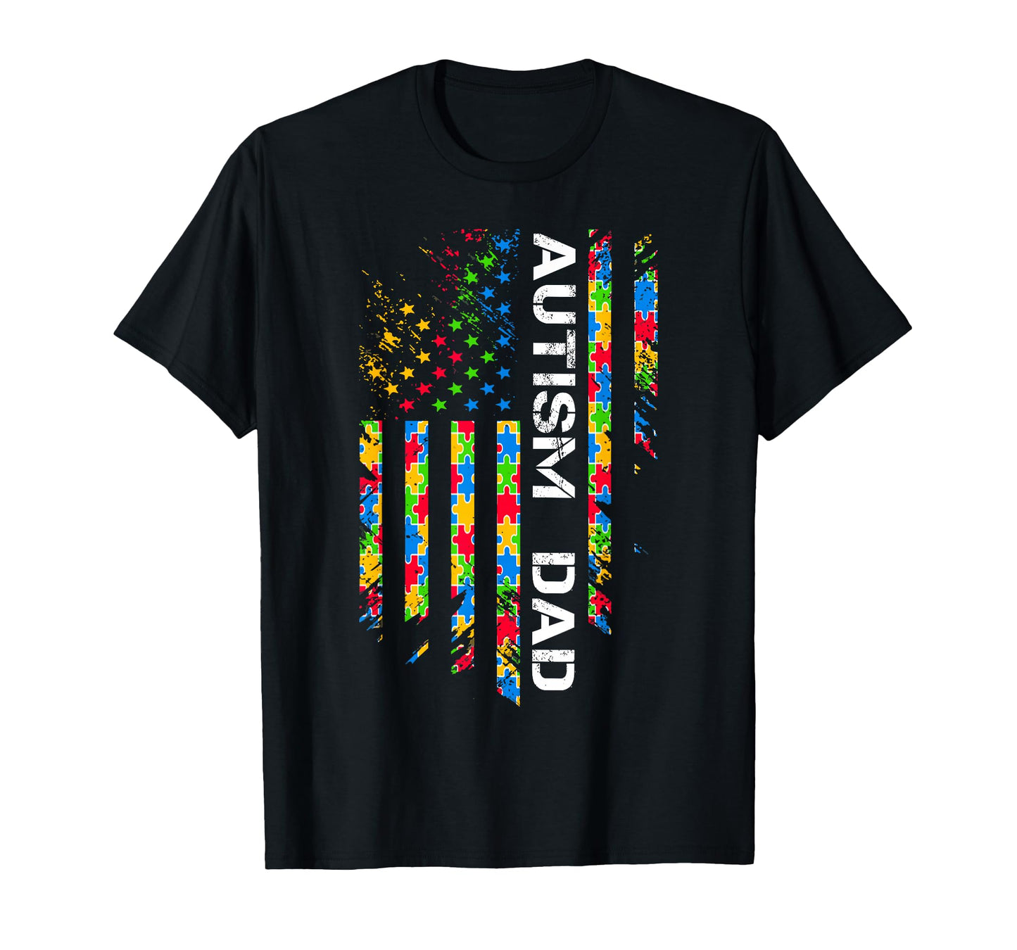 Autism Dad Awareness American Flag USA T-Shirt