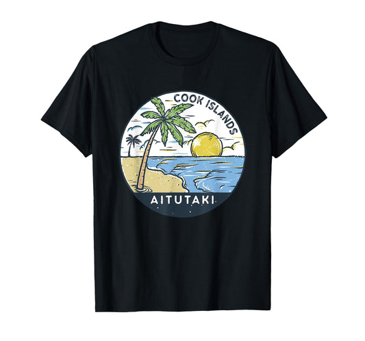 Aitutaki Cook Islands Illustrated Ocean Vintage T-Shirt