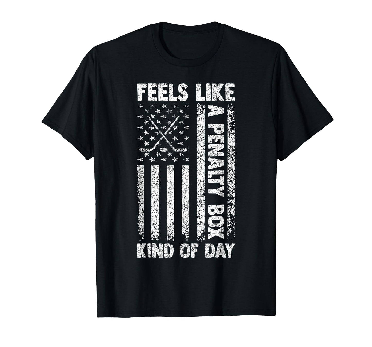 Feels Like A Penalty Box Kind of Day Hockey Vintage USA Flag T-Shirt