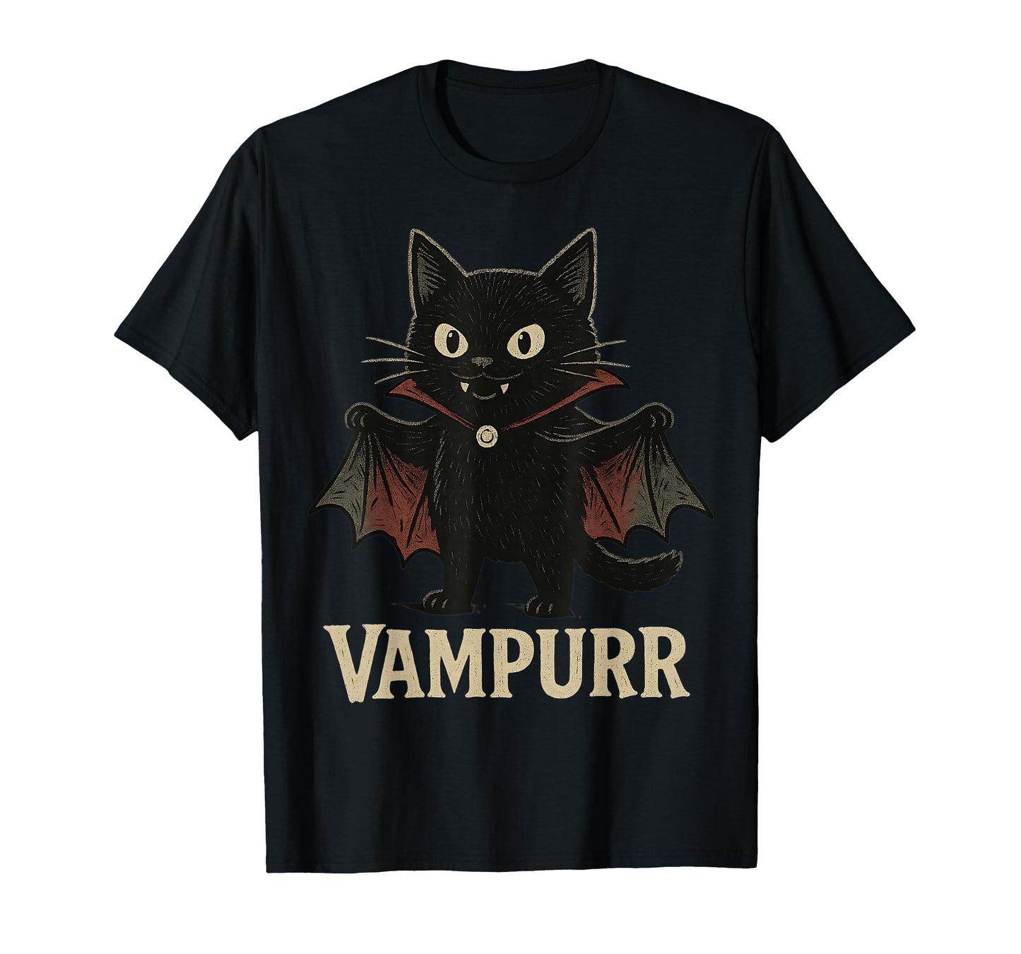 Vampurr Vampire Halloween Cute Cat Pun Funny Graphic T-Shirt