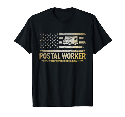 USA Flag Patriotic Postal Worker Mailman Mail Lady Novelty T-Shirt