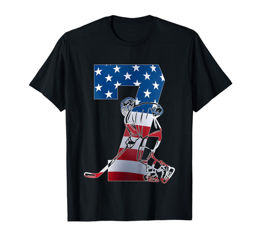 Cool Number 7 Years Ice Hockey 7th Birthday T-Shirt