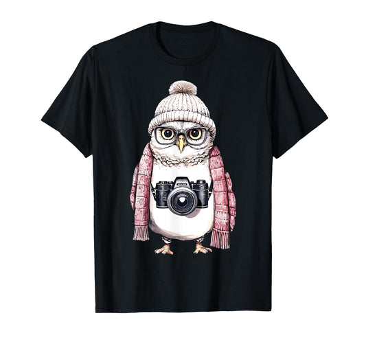Cute Owl Photography Photographer Camera Men Women T-Shirt