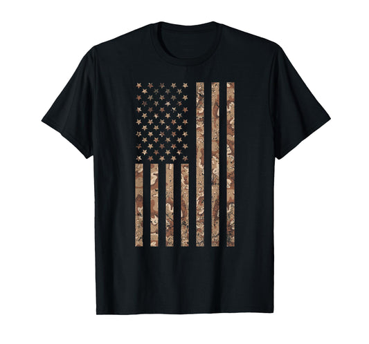 Desert Camo American Flag Military, Tactical Camouflage USA T-Shirt for Women Kids Men