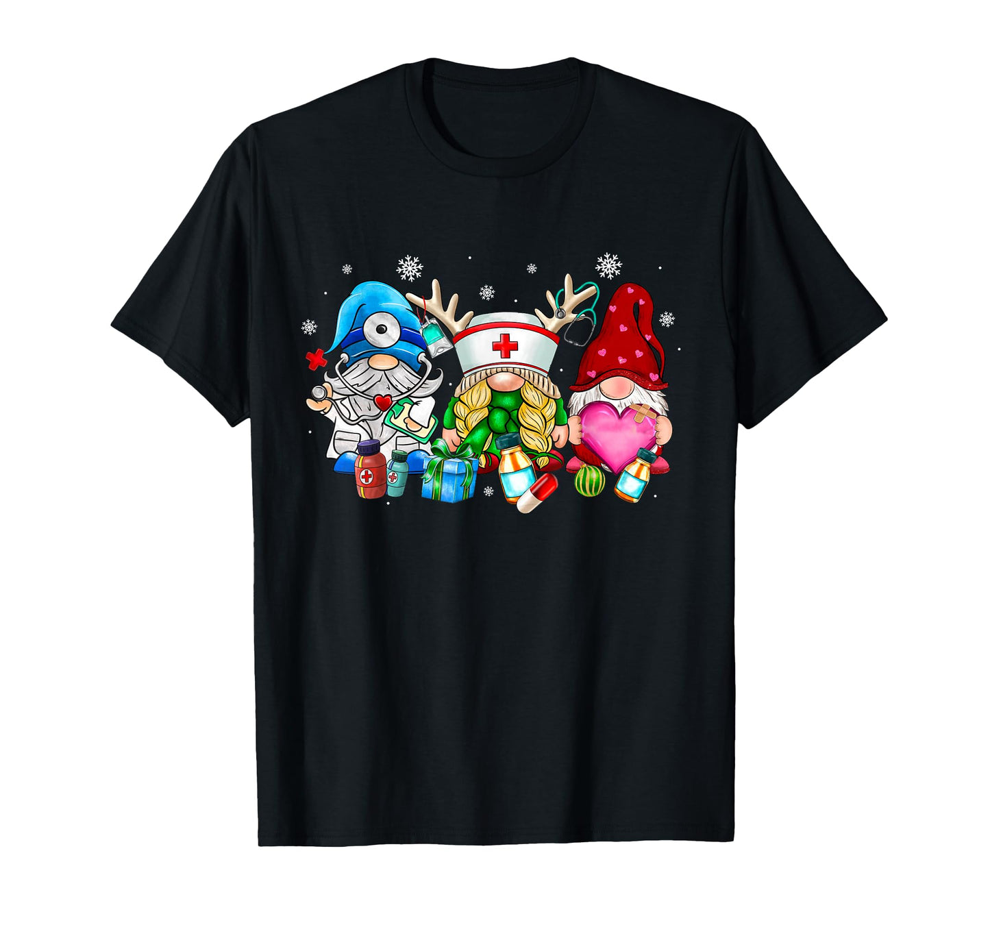 Cute Gnomes Nurse Christmas Scrub Top Nurses Women Pajamas T-Shirt