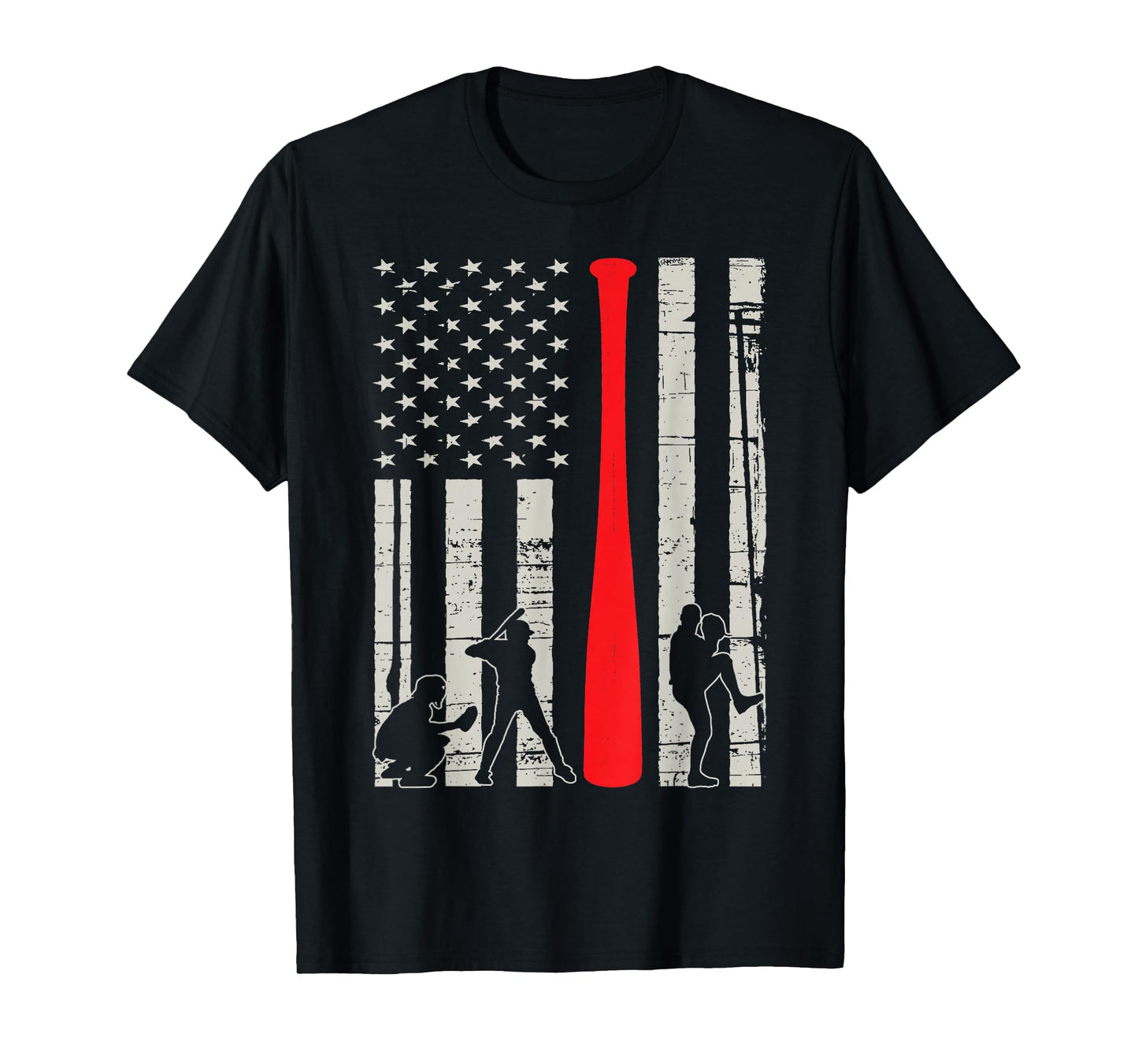 Baseball Bat American Flag T-Shirt