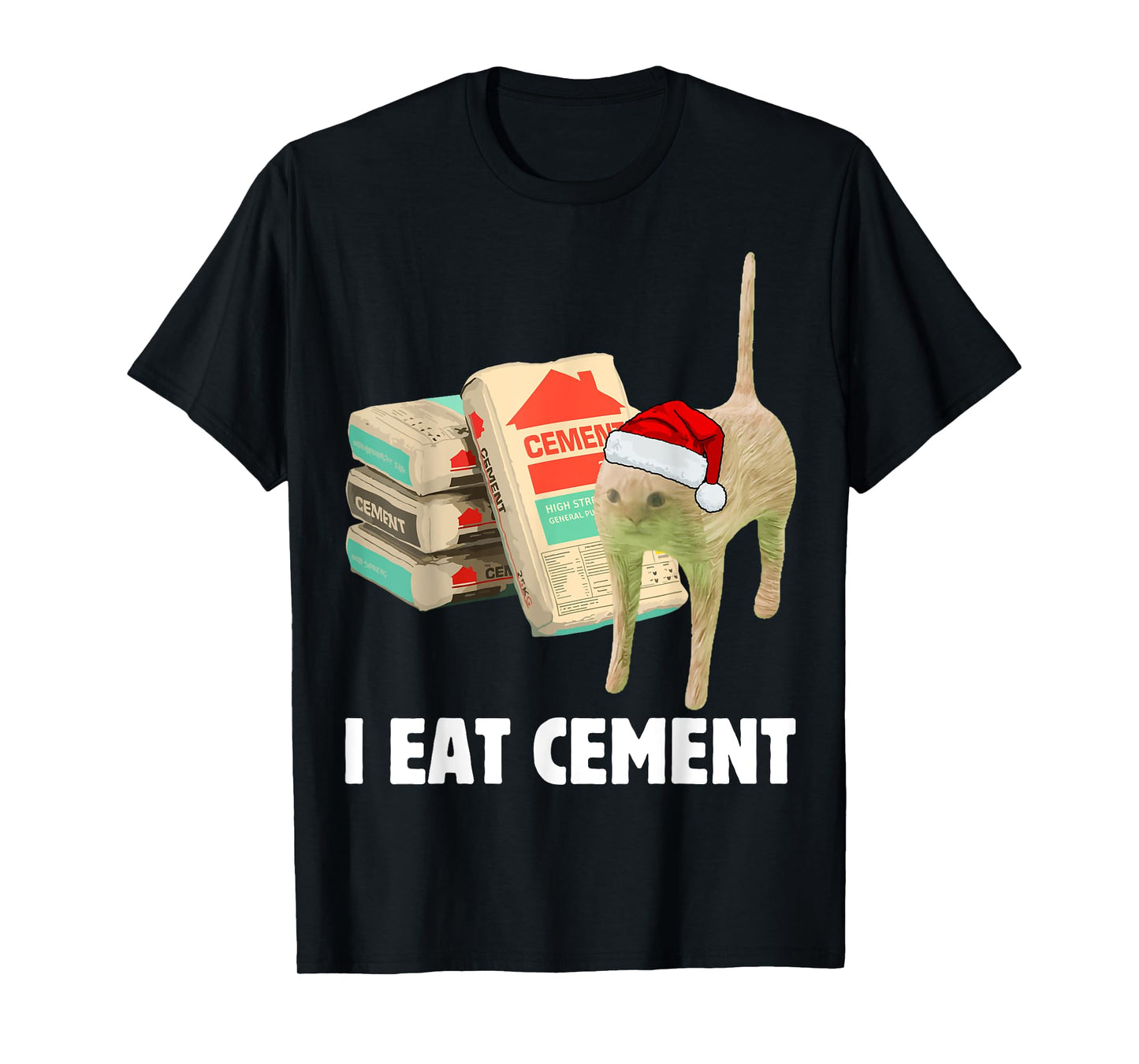 I Eat Cement Funny Cat Meme Christmas Pajamas Cursed Memes T-Shirt