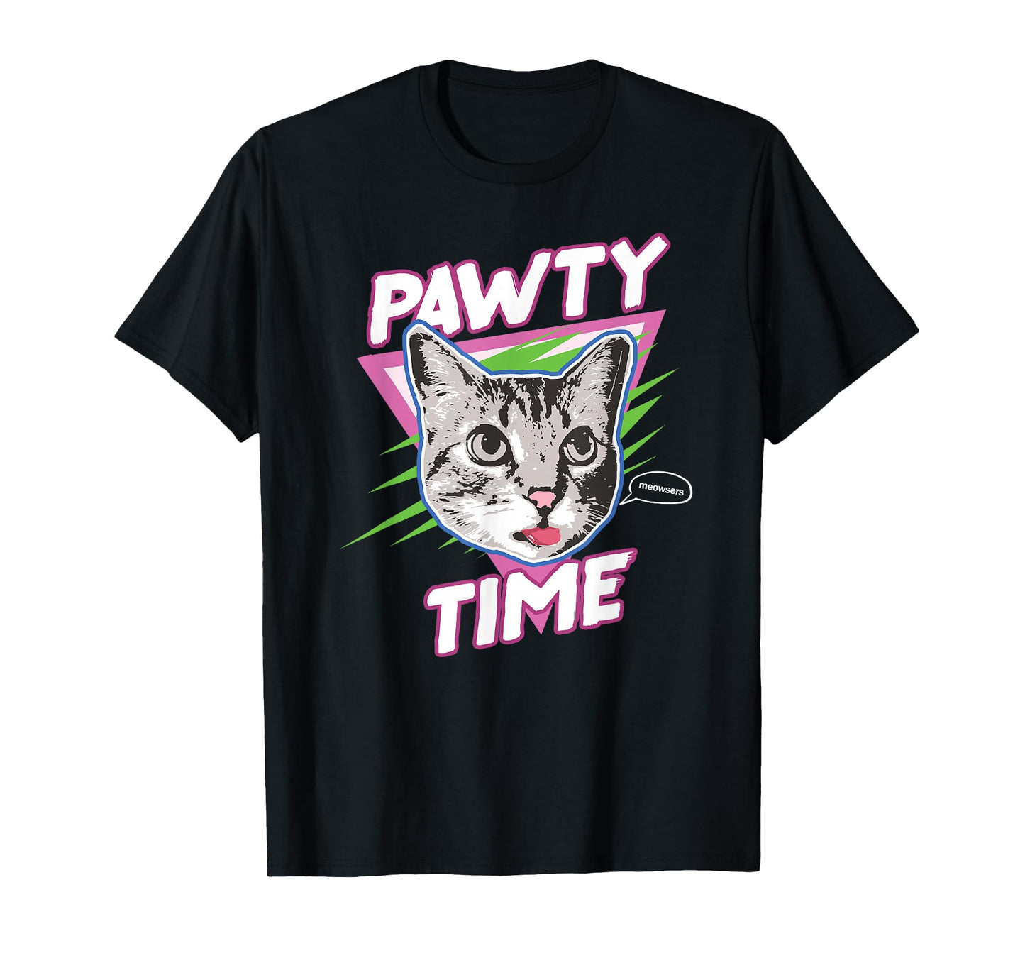 Funny Cat Pawty Time Party Animal Retro T-Shirt T-Shirt