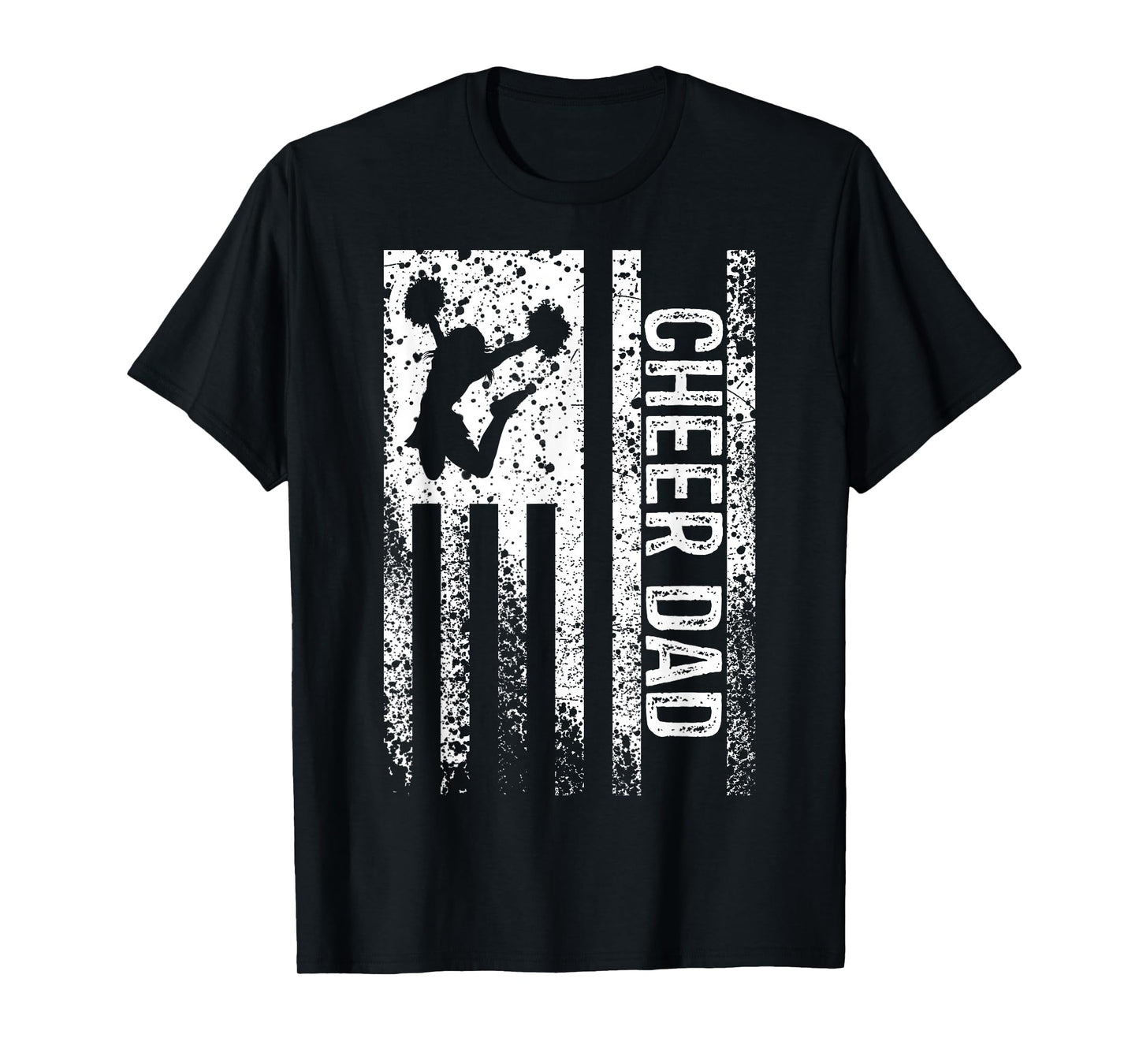 Cheer Dad Vintage American Flag Father Cheerleader Squad T-Shirt
