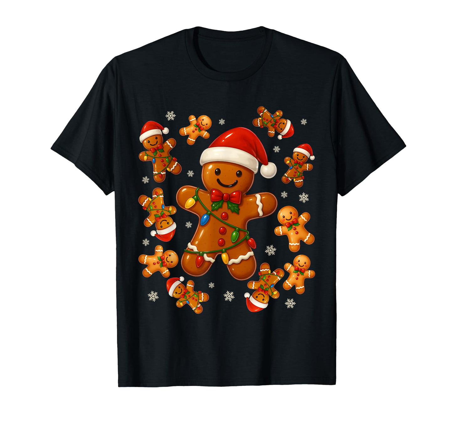 Cute Gingerbread Snowflake Christmas Xmas Kids Boys Girls T-Shirt