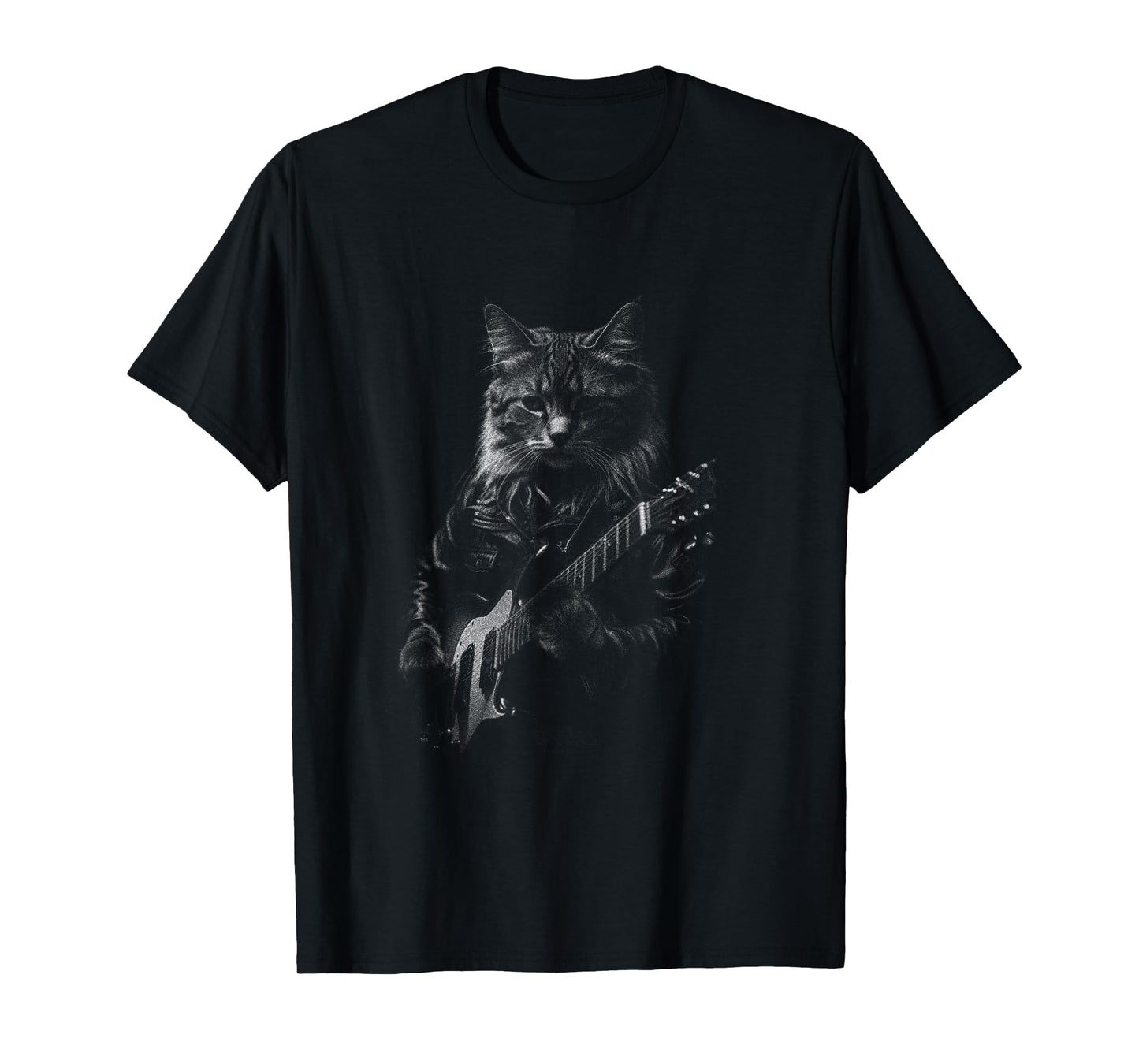 Rock And Roll Band Rock Cat Playing Guitar Funny Guitar Cat T-Shirt