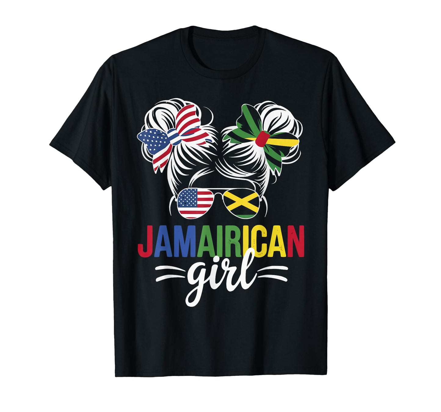 Half American Half Jamaican USA Flag Jamaica America T-Shirt