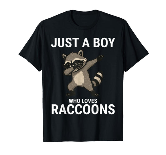 Just A Boy Who Loves Raccoons Cute Raccoon Dabbing T-Shirt
