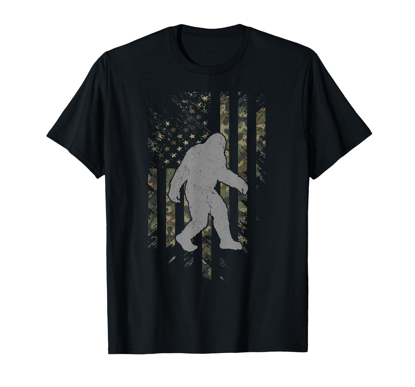 Camo American Flag Bigfoot Camouflage Sasquatch Women Kids Men T-Shirt