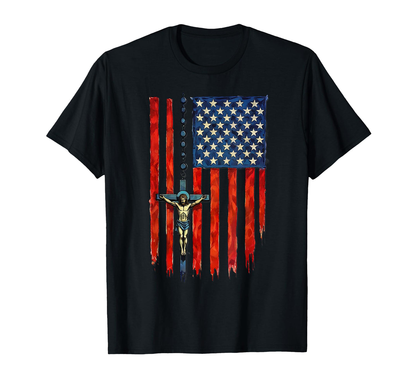 American Flag Rosary Catholic T-Shirt