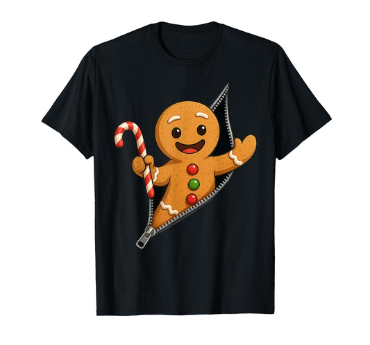 Christmas Gingerbread Man Cookie Candy Cane Xmas Pajamas T-Shirt