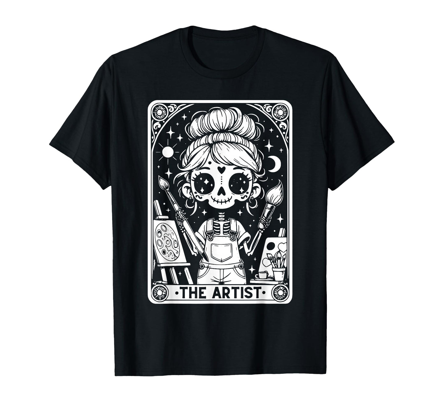 Artist Tarot Card Skeleton Painter Art Teacher Witchy T-Shirt