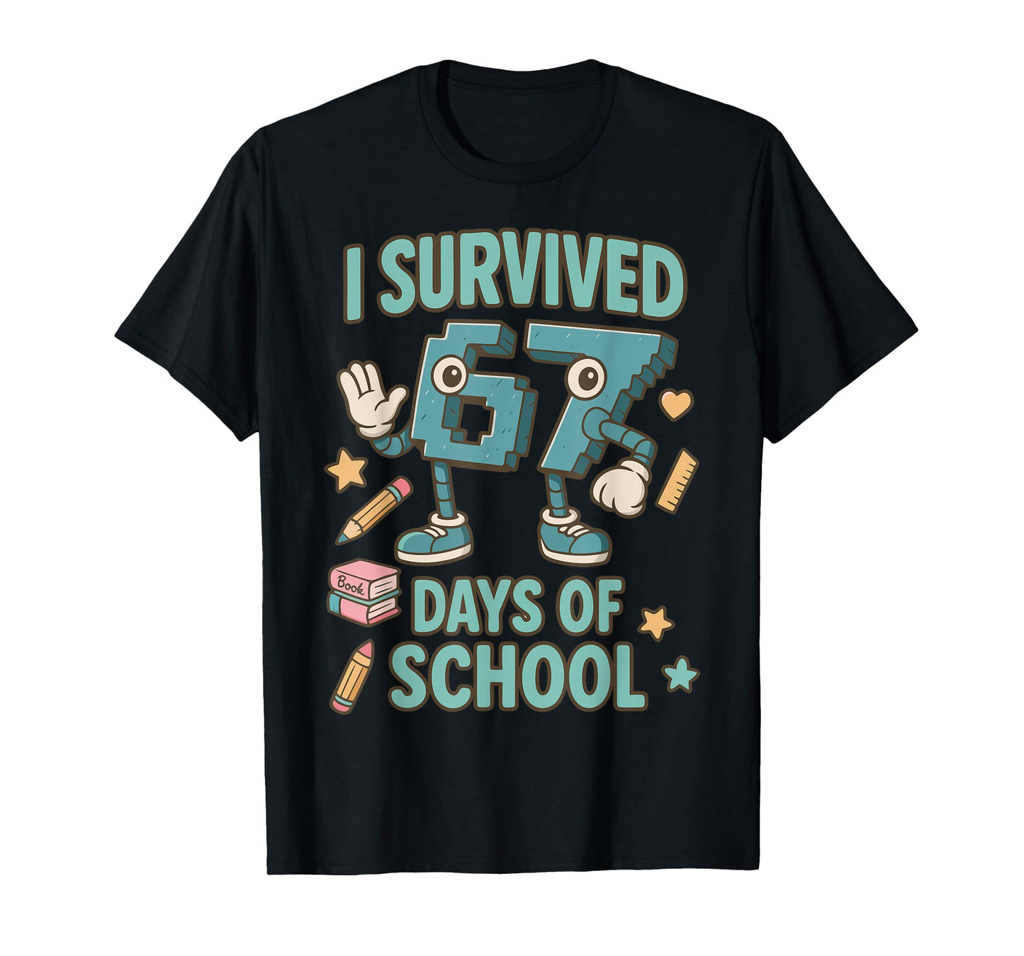 Kids 6-7 Meme I Survived 67 Days of School T-Shirt