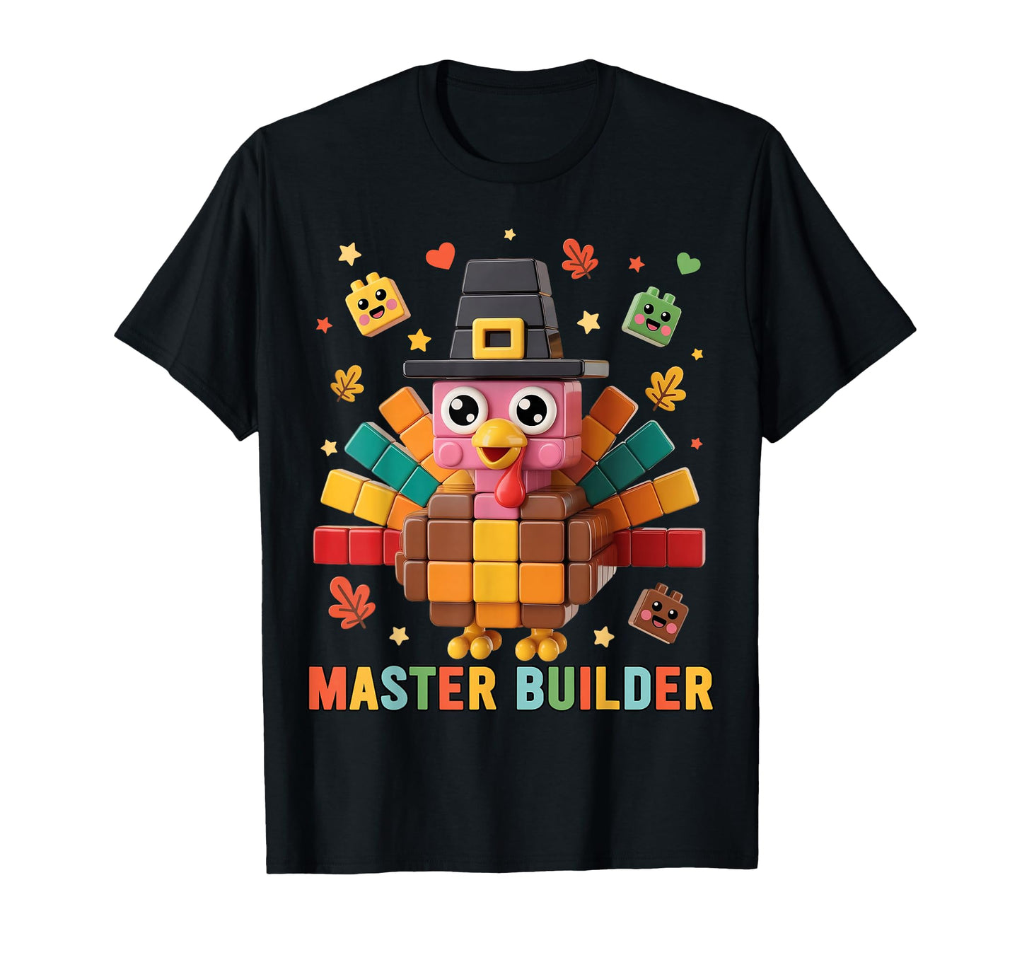 Thanksgiving Turkey Pilgrim Brick Building Blocks Builder T-Shirt