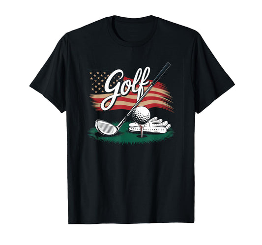 American Flag Golf Tshirt Men Women Golf Club Golfer Golfing T-Shirt