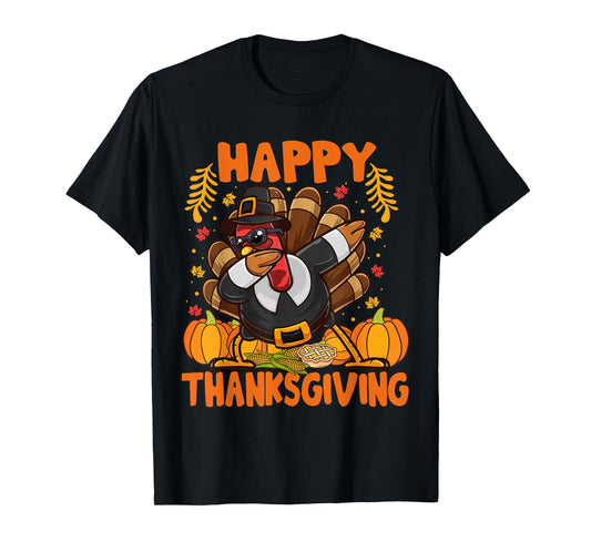 Happy Thanksgiving Dabbing Turkey Day Men Women Kids T-Shirt