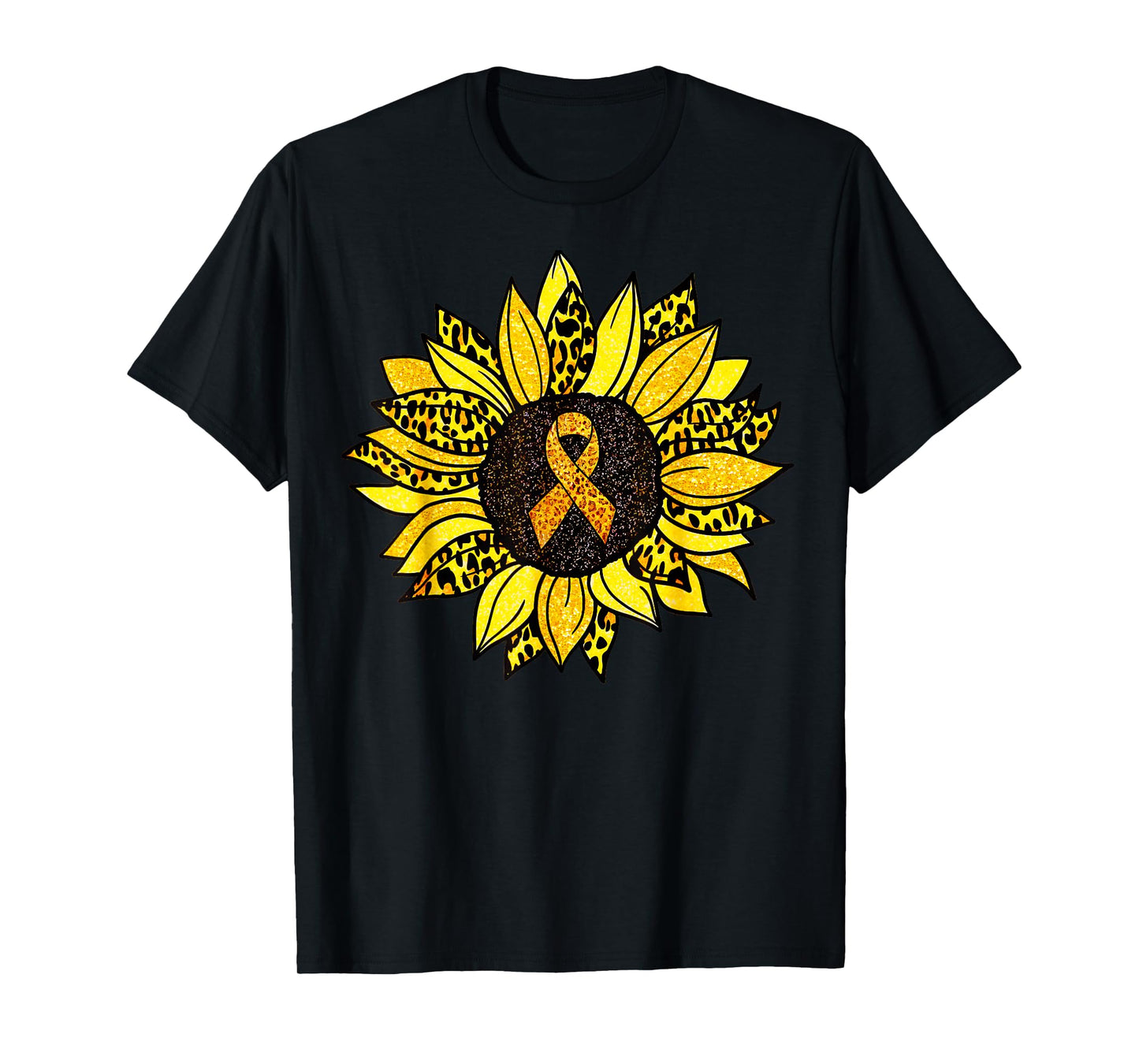 Childhood Cancer Awareness Yellow Sunflower Gold Ribbon T-Shirt