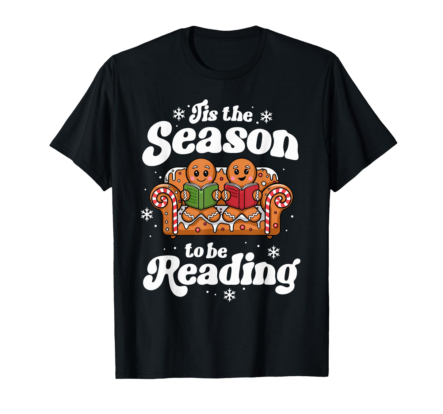Christmas Book Lover Gingerbread Library Reading Bookaholic T-Shirt