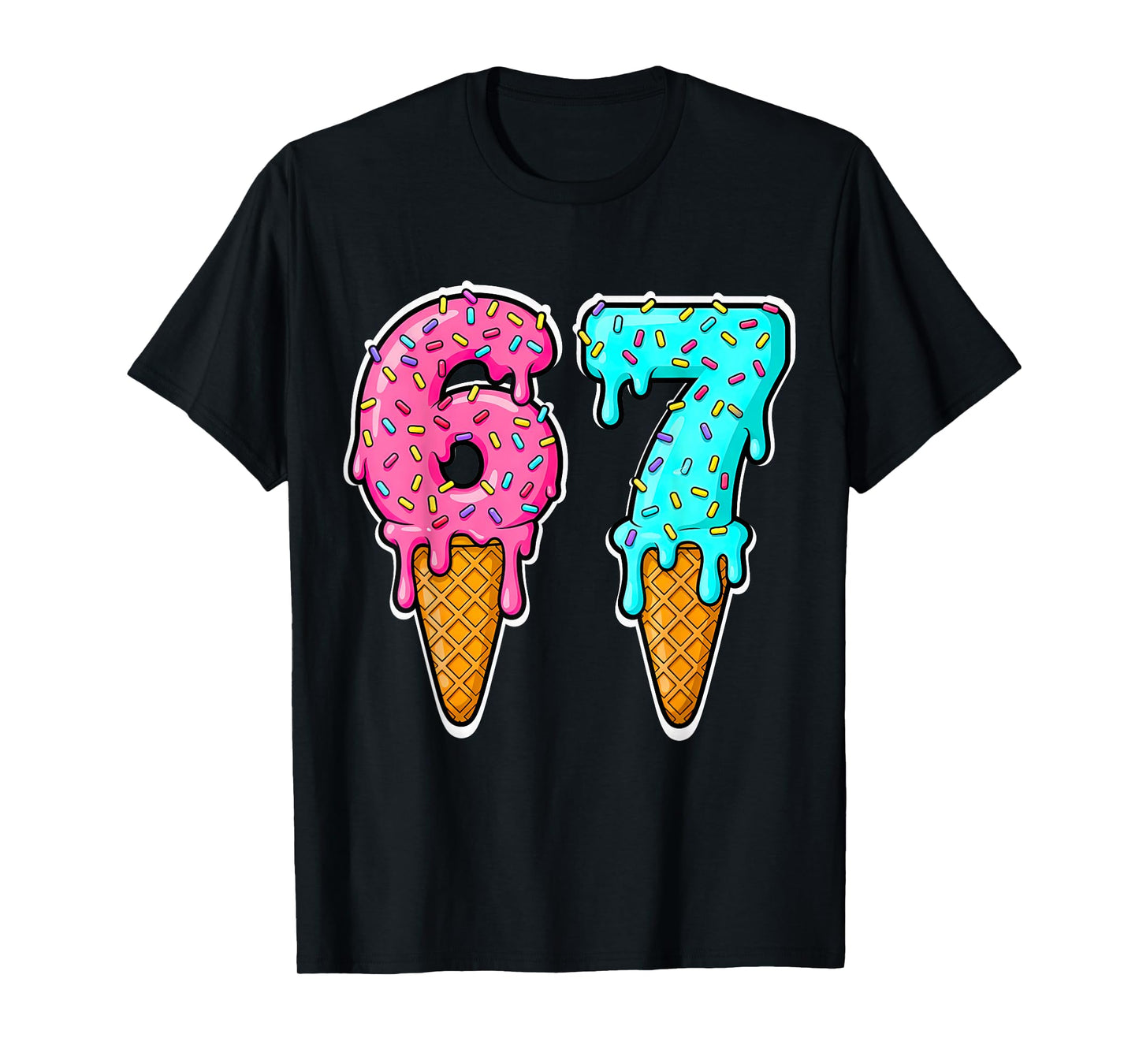 Six Seven Ice Cream Drip Gen Alpha Slang 6 7 Trending Meme T-Shirt
