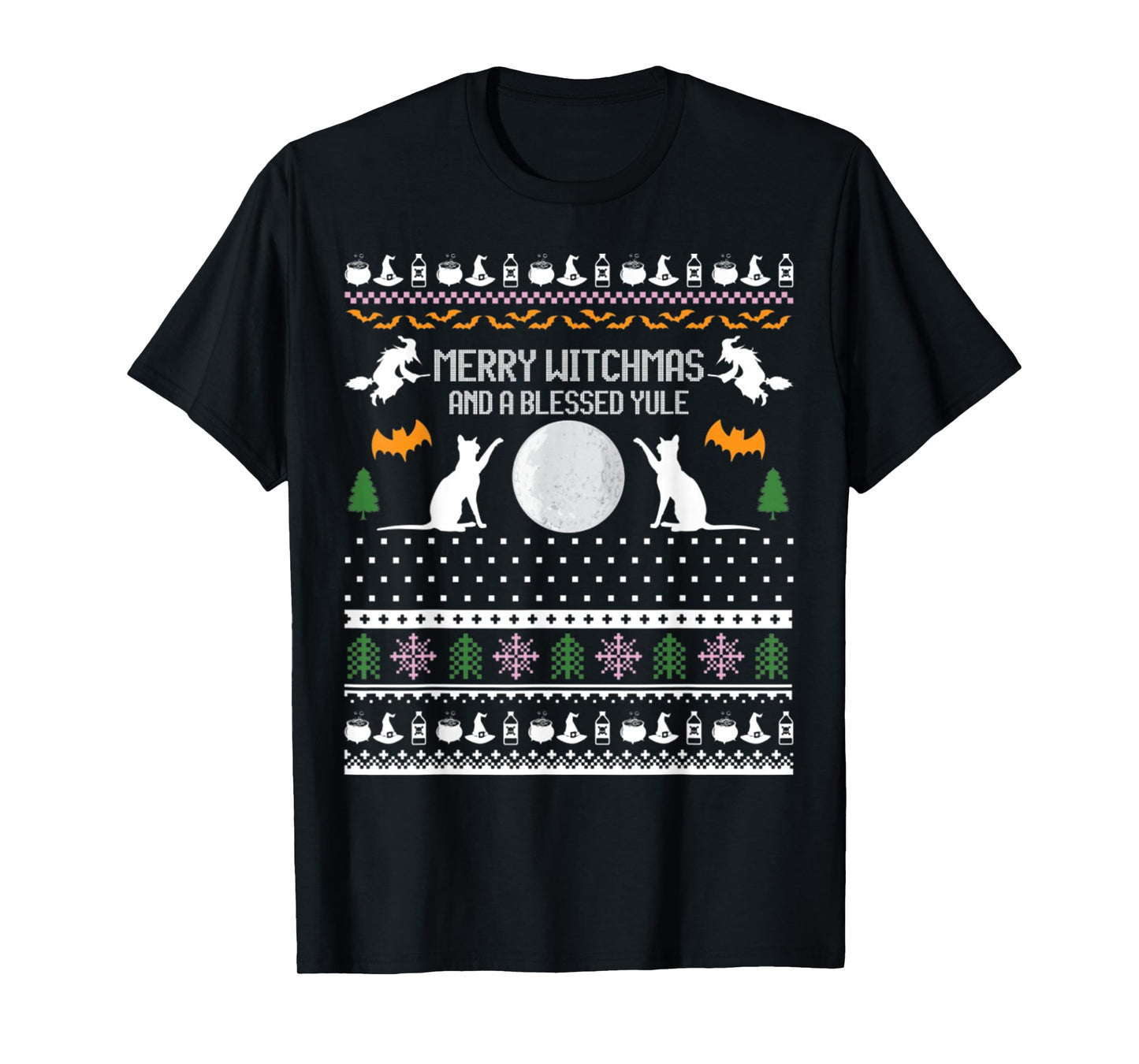 Merry Witchmas Cat Ugly Christmas Sweaters T-Shirt