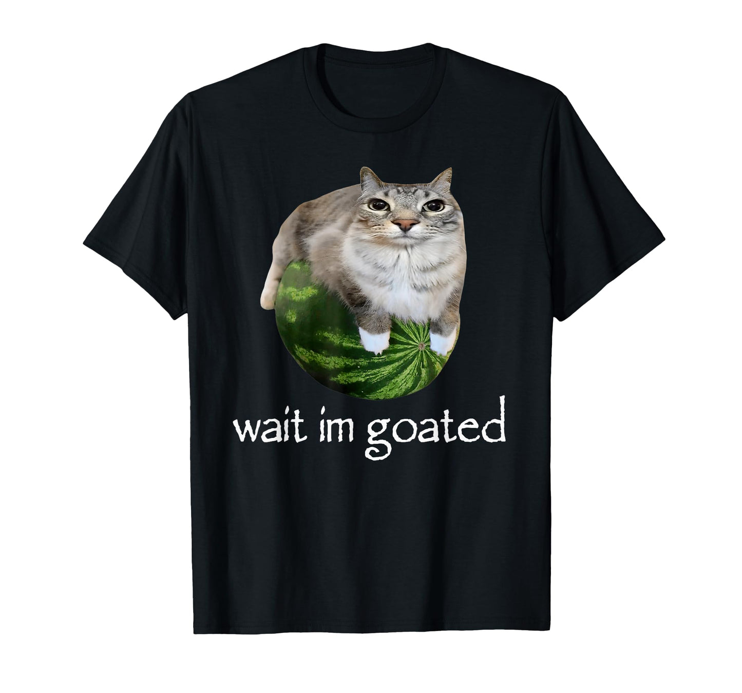 Wait I'm Goated Cat Meme Funny Watermelon Silly Cat Humor T-Shirt